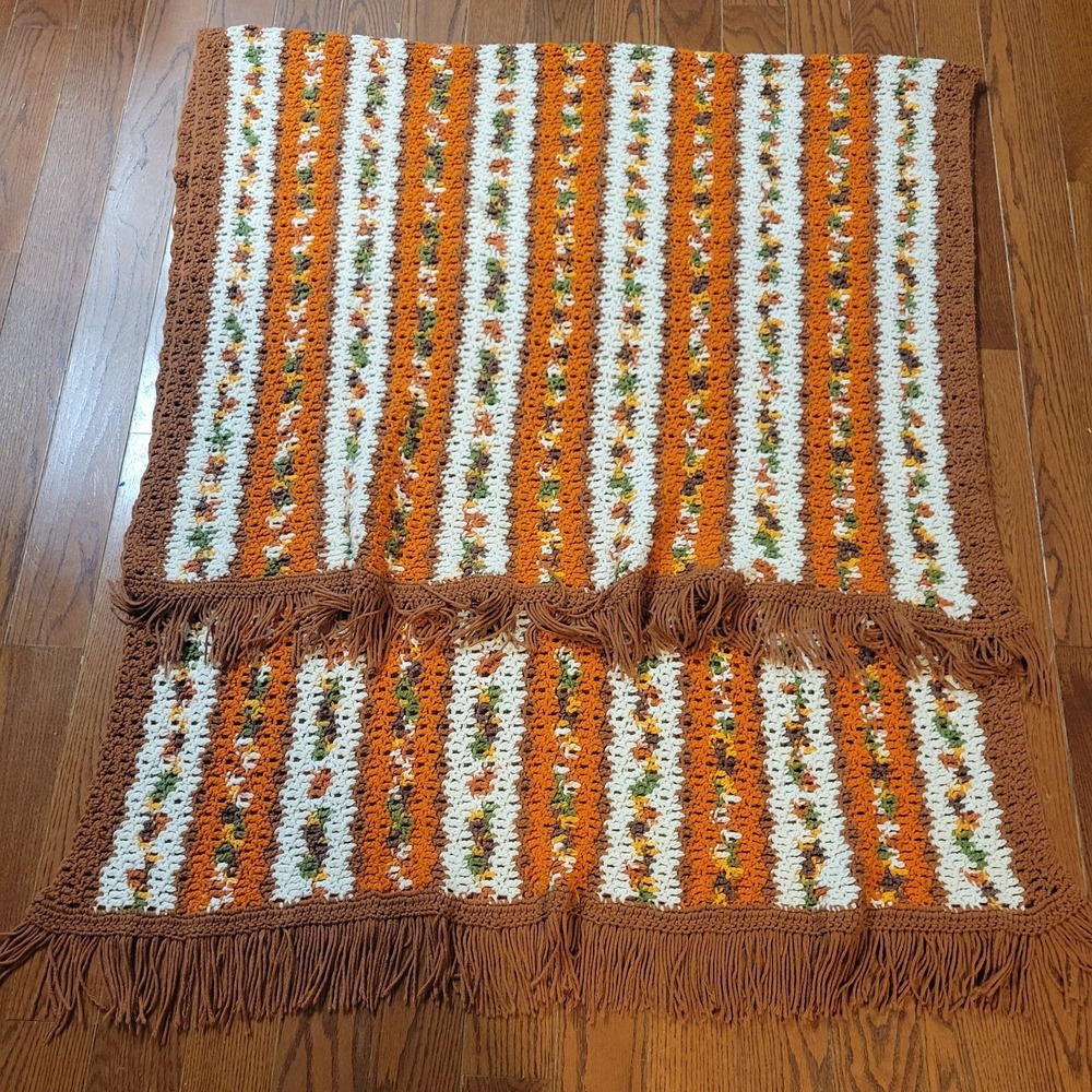 Vintage Handmade Crochet Blanket‎ Afghan Throw Vibrant Multi Color 90x47